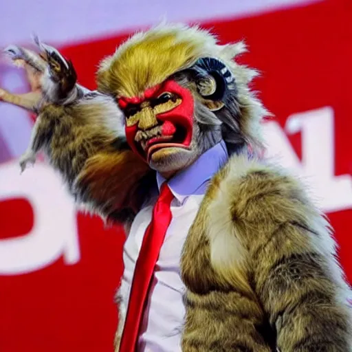 Image similar to donald trump is dressing as sun wukong, cosplay of sun wukong