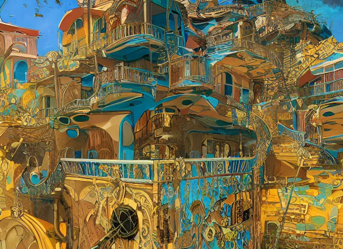 Image similar to art nouveau favela, underwater environment, scenery, professional, award - winning, trending on artstation, hyper detailed, realistic, beautiful, emotional, shiny, golden, picture