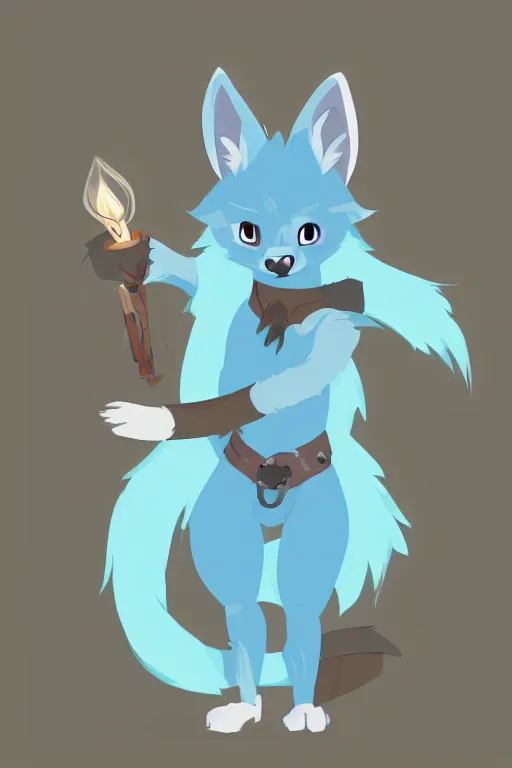 Prompt: a cute medieval anthropomorphic wolf with light blue fur and a fluffy tail, comic art, trending on furaffinity, cartoon, kawaii, backlighting, furry art!!!, cel shading, concept art, lineless