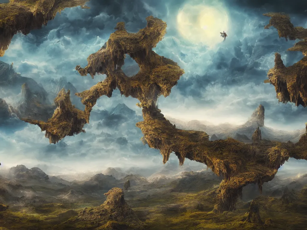 Image similar to a beautiful surreal landscape, highly detailed, matte, 4K