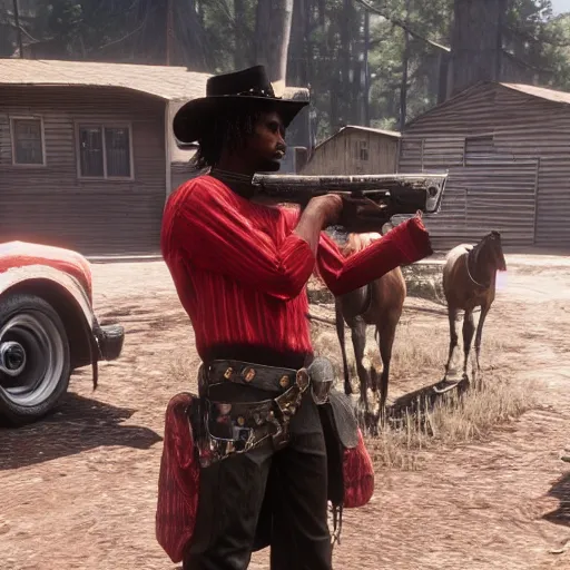 Image similar to playboi carti in red dead redemption 2 4 k the detailed super realistic