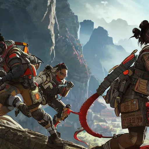 Image similar to loading screen, apex legends, high resolution, sharp focus, concept art, dynamic pose, cinematic lighting