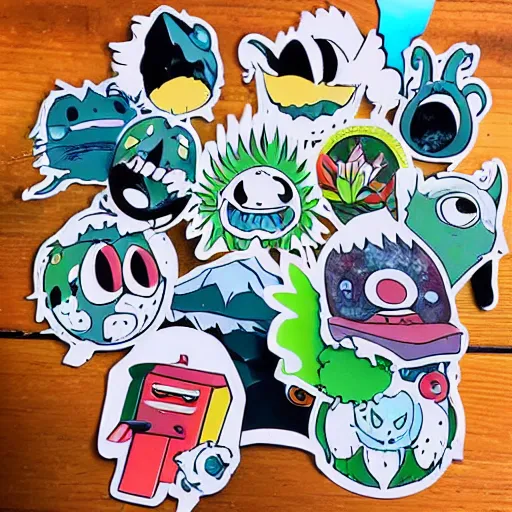 Prompt: die cut sticker, ghibli characters, splatter paint