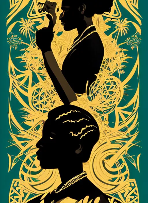 Image similar to silhouette of camaron de la isla, vector art style, full shot, intricate, elegant, highly detailed, digital art, ffffound, art by jc leyendecker and sachin teng