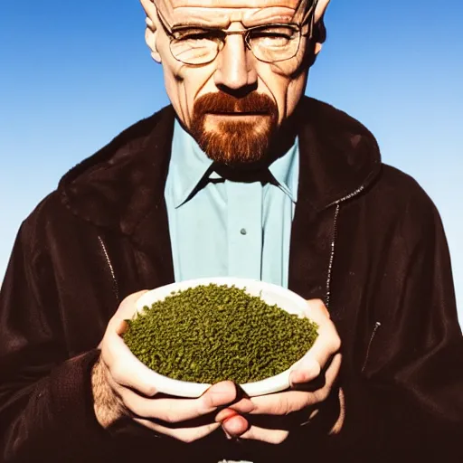 Image similar to walter white eating alfalfa, photography,