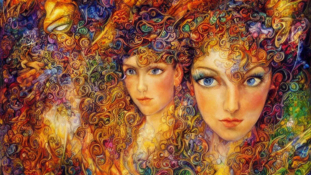 Prompt: self portrait by Josephine Wall.