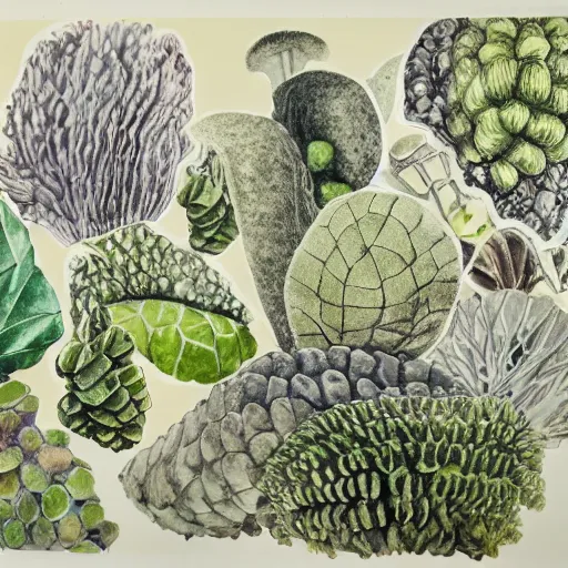 Image similar to delicate coastline garden on paper, spirals, stony, puffy, vines, botanical herbarium, botanic watercolors, iridescent, 8 k wide angle, realistic shaded, fine details, artstation, italian, rainbow, colonnade, oak, pinecone, pomegranade, vines, gardena architecture, pompeian, sicilian