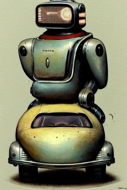 Image similar to ( ( ( ( ( 1 9 5 0 s retro future android robot fat robot dog wagon. muted colors., ) ) ) ) ) by jean - baptiste monge,!!!!!!!!!!!!!!!!!!!!!!!!!