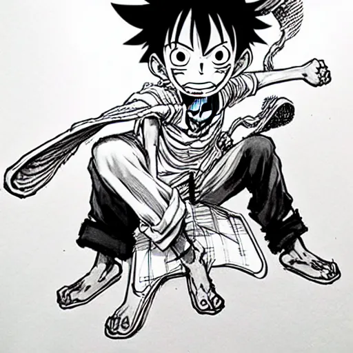 Image similar to luffy by kim jung gi