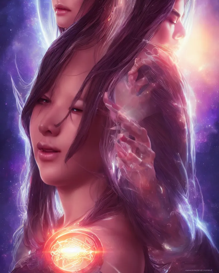 Prompt: beautiful cinematic fantasy poster, asian goddess of light and love, beautiful glowing galaxy eyes, hybrid from The Elden Ring and art direction by Darius Zawadzki ;by artgerm; wayne reynolds art station; cinematic quality character render; low angle; ultra high quality model; production quality cinema model;