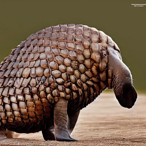 Prompt: a Walrus with the armor of a pangolin, national geographic photograph