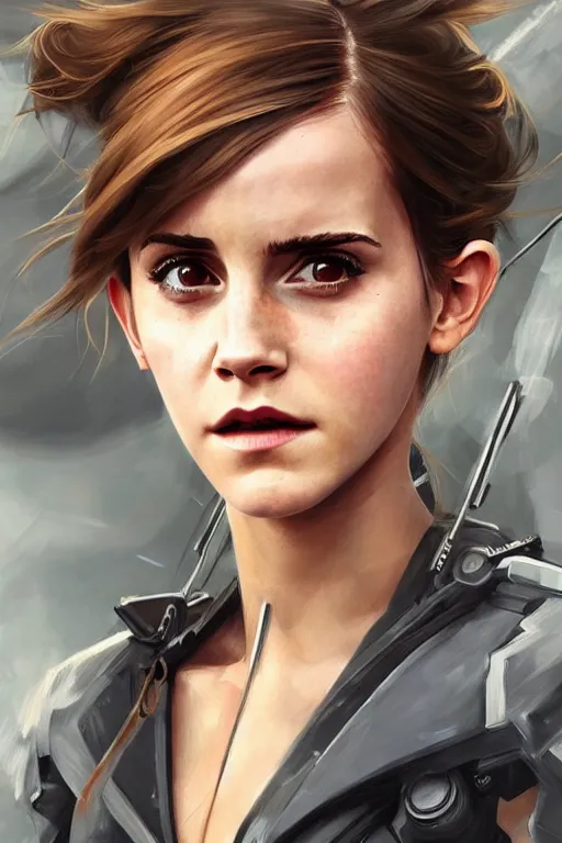 Prompt: hyper realistic painting of emma watson in an eva plugsuit. hyper detailed face. anime concept art. 4 k. art by greg rutkowski trending on artstation. extremely detailed.