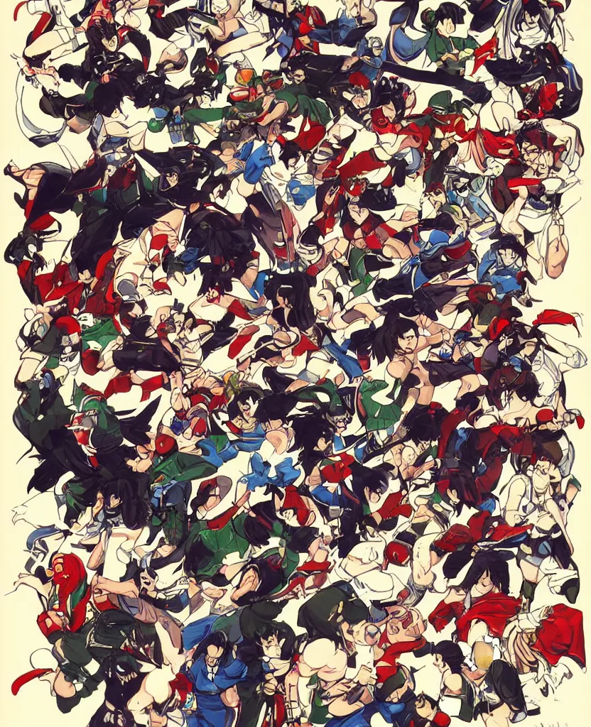 Image similar to fighting game character, design by takuji kawano, illustration,