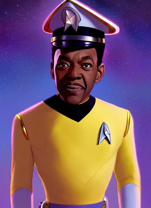 Prompt: cute star trek officer lenny henry, natural lighting, path traced, highly detailed, high quality, digital painting, by don bluth and ross tran and studio ghibli and alphonse mucha, artgerm