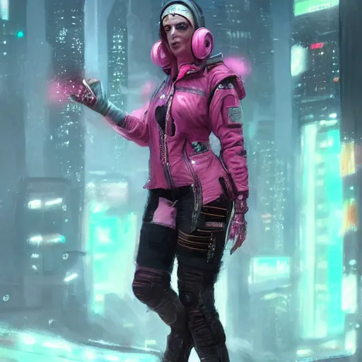 a beautiful nord woman cyberpunk wearing detailed pink | Stable ...