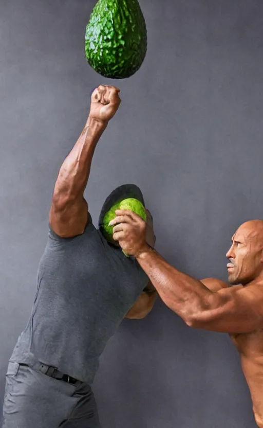 Prompt: Dwayne Johnson VS Nikocado Avocado, poste