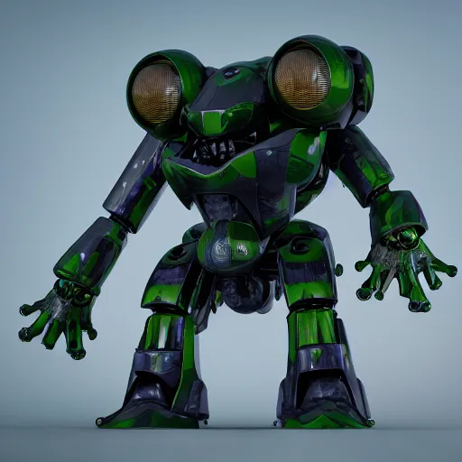 Image similar to a mecha frog, octane render, 3D