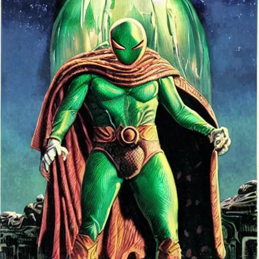 Image similar to Mysterio, artwork by Earl Norem,