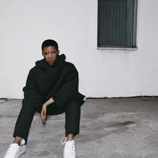 Image similar to realistic photoshooting for a new ssense!!! lookbook, color film photography, photo of a woman, photo in style of tyler mitchell, 3 5 mm, featured on vogue