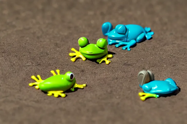 Image similar to fisher price frog pond, california, in 2 0 1 5, perfect focus, scene from tv show hyper detailed 5 5 mm 8 5 mm, toy photography, made out of plastic
