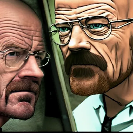 Image similar to walter white in a ehpad with rick sanchez