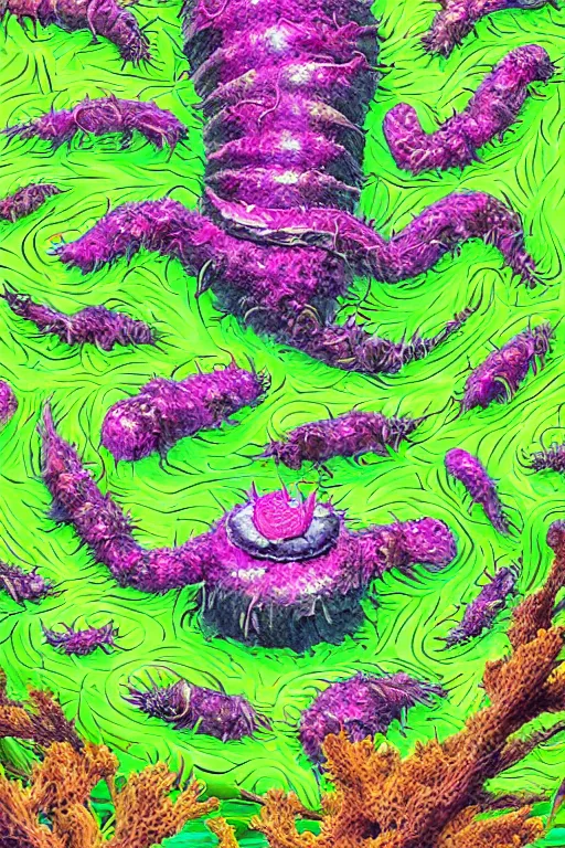 Image similar to creature sushi roots cactus elemental flush of force nature micro world fluo light deepdream illumination ray tracing hdr fanart arstation by sung choi and eric pfeiffer and gabriel garza and casper konefal