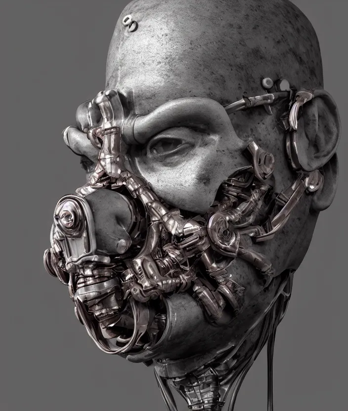 Image similar to Steampank biomechanical face mask, octane render, cinematic, highly detailded