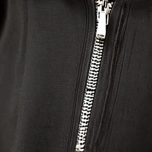 Prompt: a close up on a zipper ripping a black dress