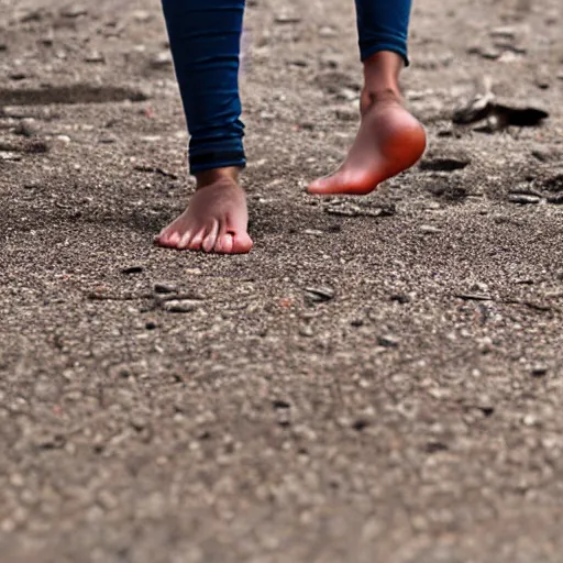 Prompt: bare feet walking over hot coals