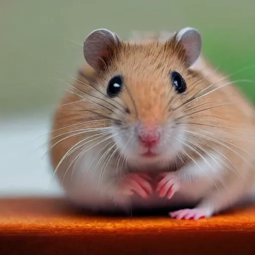 Prompt: a hamster with realistic human eyes