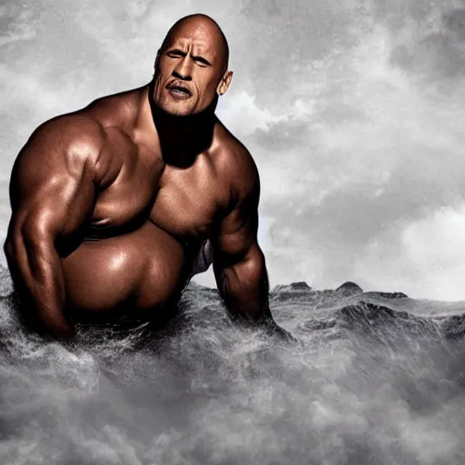 Prompt: morbidly obese dwayne johnson floating in a space