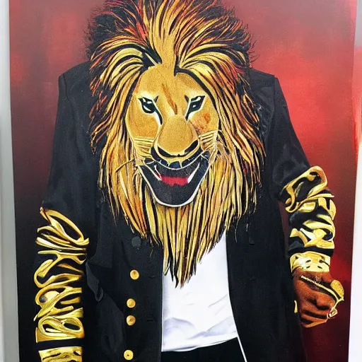 Image similar to Gangsta Lion Michael Jackson Drip