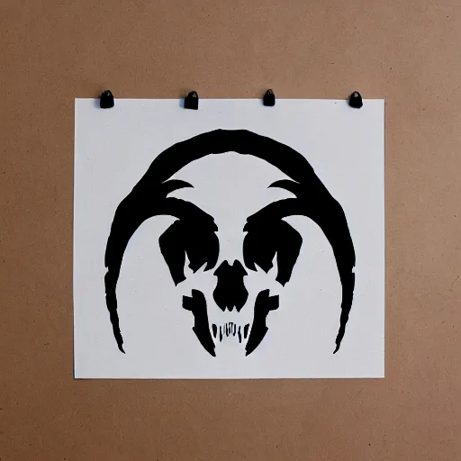 Image similar to ram skull outline, black ink on white paper