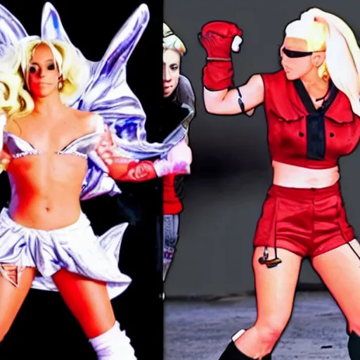 Image similar to britney fighting with lady gaga, street fighter