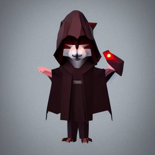 Image similar to A ferret wearing Sith robes, Low poly