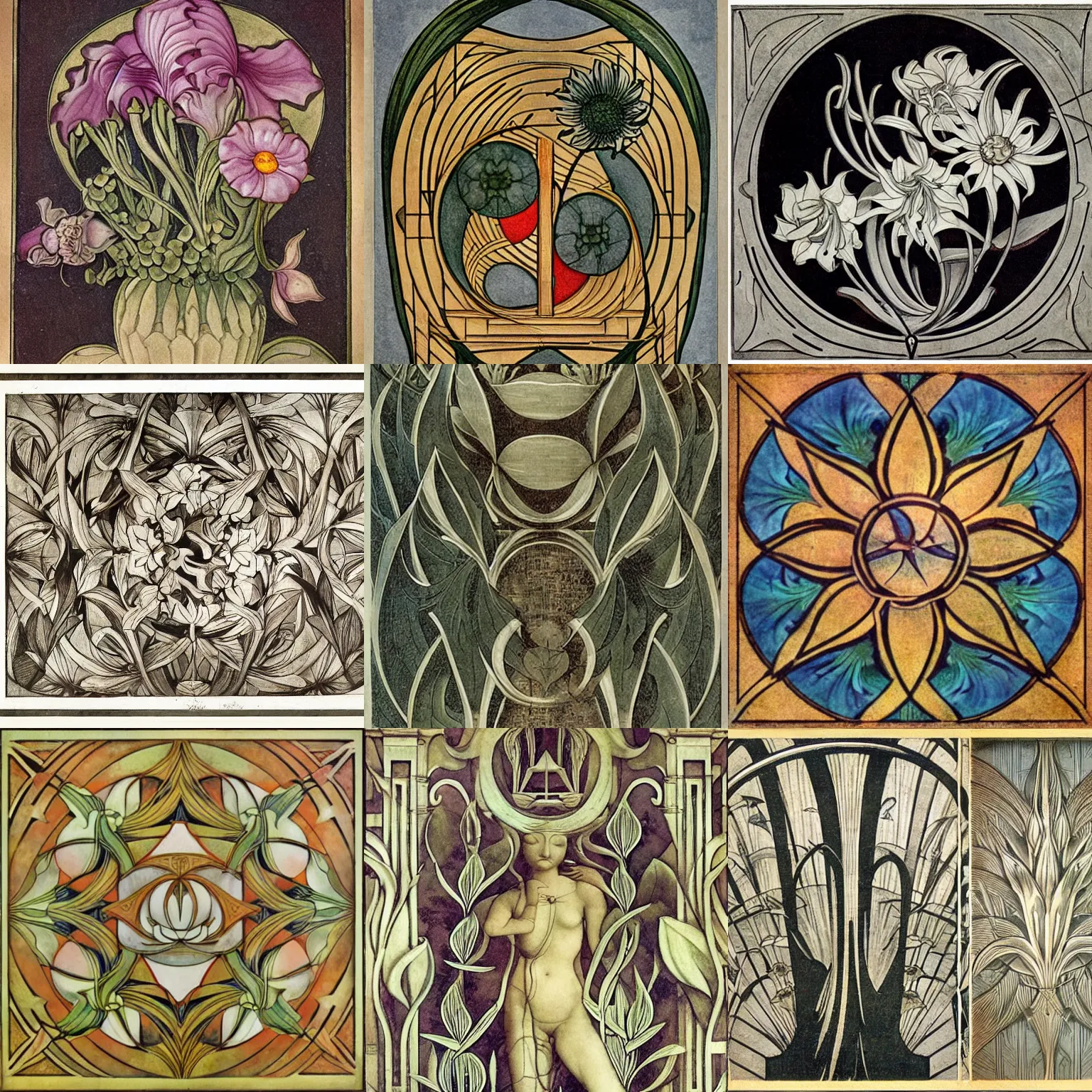 Prompt: flower, sharp focus, ( ( ( art deco ) ) ), ( ( art nouveau ) ), by ( leonardo da vinci ) and ( ( ( escher ) ) ) and james jean