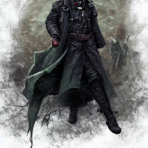 Image similar to climatechangepunk soviet policeman, fog, darkness, evil, magic the gathering artwork, D&D, fantasy, cinematic lighting, centered, symmetrical, highly detailed, digital painting, artstation, concept art, smooth, sharp focus, illustration, volumetric lighting, epic Composition, 8k, art by Akihiko Yoshida and Greg Rutkowski and Craig Mullins, oil painting, cgsociety