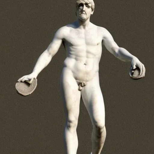 Image similar to peter beardsley as marble statue of ancient roman emperor, created by michelangelo, museum photoshot, 3 d photorealistic render, high resolution, 8 k