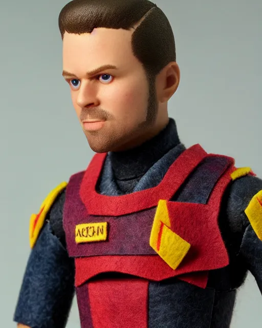 Image similar to twitch streamer adin ross as a action figure. highly detailed felt. hyper real photo. 4 k.