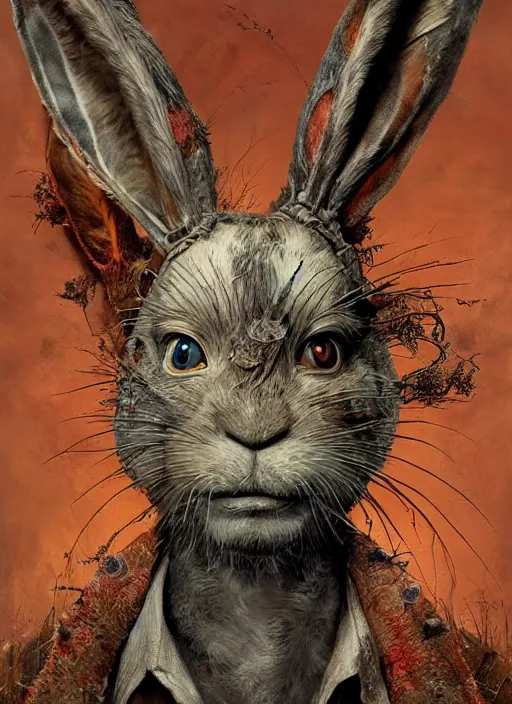 Image similar to the march hare, highly detailed, cinematic, 8 k, by megan duncanson, benjamin lacombe, adrian borda, stanley artgermm, tom bagshaw, craig mullins, carne griffiths, ayami kojima, beksinski, giger, trending on deviantart, hyper detailed, horror, full of colour