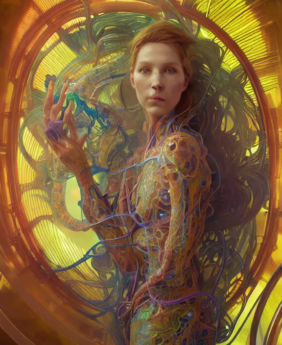 Prompt: intricate colorful transparent portrait of a disturbing beautiful alien snake creature, mottling coloring, adorable, childlike, medical equipment hospital environment, ultra realistic, concept art, art nouveau, photorealistic, octane render, 8 k, unreal engine. art by christopher marley and artgerm and greg rutkowski and alphonse mucha