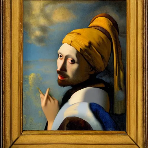 Image similar to Masterpiece Portrait of Muslim Ronald mcdonald, dressed thobe, Ghutra and Egal, style of Johannes Vermeer