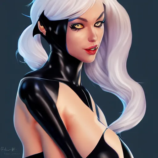 Image similar to felicia hardy as black cat, by artgerm, trending on artstation, high resolution, 4 k, highly detailed