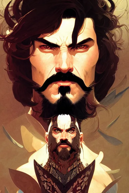 Image similar to a portrait of kraven the hunter, fantasy, sharp focus, intricate, elegant, digital painting, artstation, matte, highly detailed, concept art, illustration, ambient lighting, art by ilya kuvshinov, artgerm, alphonse mucha, and greg rutkowski