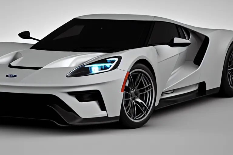 Prompt: Ford Explorer 2022. Ford GT Le Mans car sedan coupe 2 door racing on dimly lit track overcast skies raining headlights illuminating track, volumetric lighting cinematic vray photo muted colors dark cinematic. front side view uncropped centered. artstation trending dramatic harsh lighting low exposure