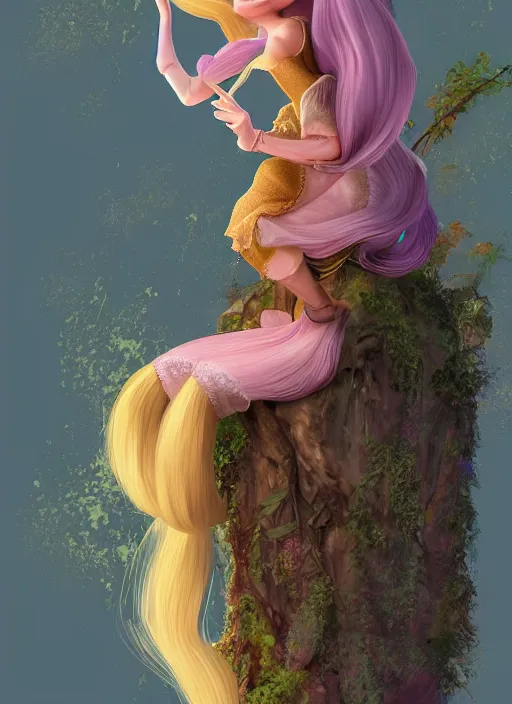 Image similar to rapunzel, digital art, trending on artstation