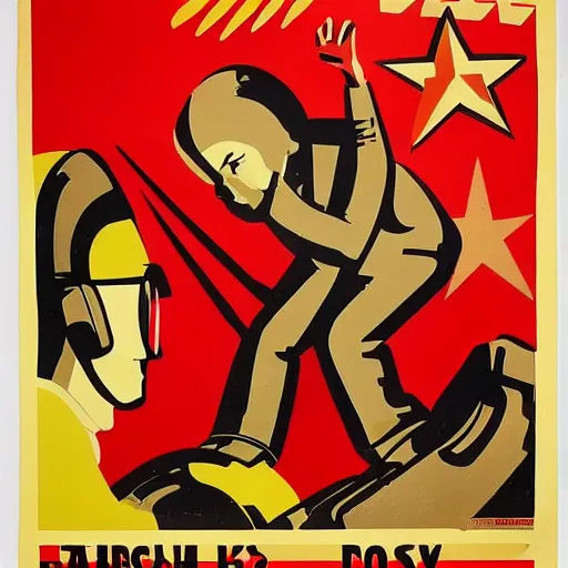 Image similar to an early 60’s Soviet propaganda poster