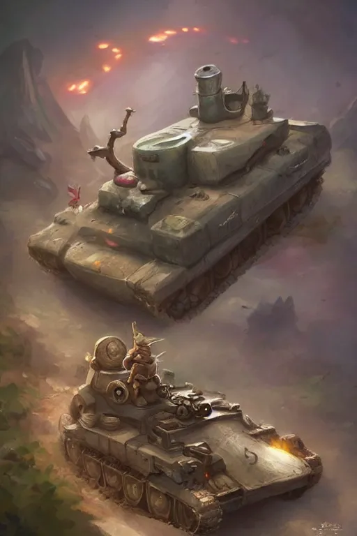 Image similar to cute little anthropomorphic Guinea Pig driving a tank, tiny, small, short, American tanker outfit, cute and adorable, pretty, beautiful, DnD character art portrait, matte fantasy painting, DeviantArt Artstation, by Jason Felix by Steve Argyle by Tyler Jacobson by Peter Mohrbacher, cinematic lighting