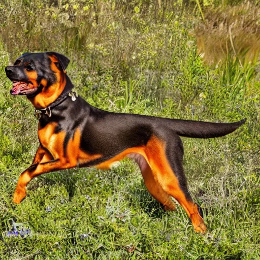 Prompt: photograph of a hybrid chimera of a rottweiler and a dragonfly, wildlife photography, hd