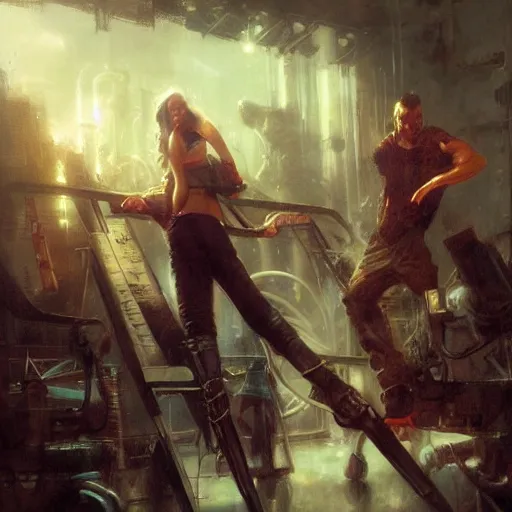 Image similar to neo luddites complaining about new technology by raymond swanland, highly detailed, bright tones
